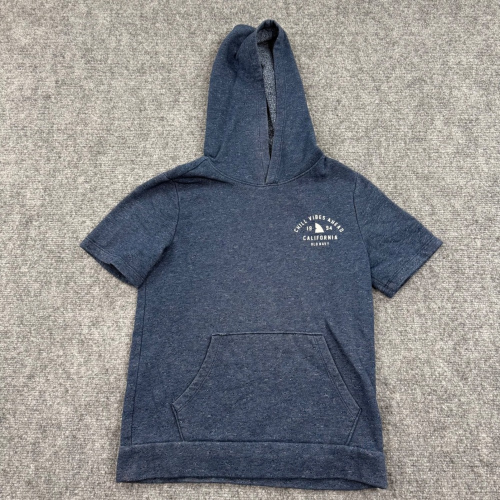 Kids Old Navy Blue‎ Short Sleeve Hoodie California Vibes Graphic Sweatshirt M 8